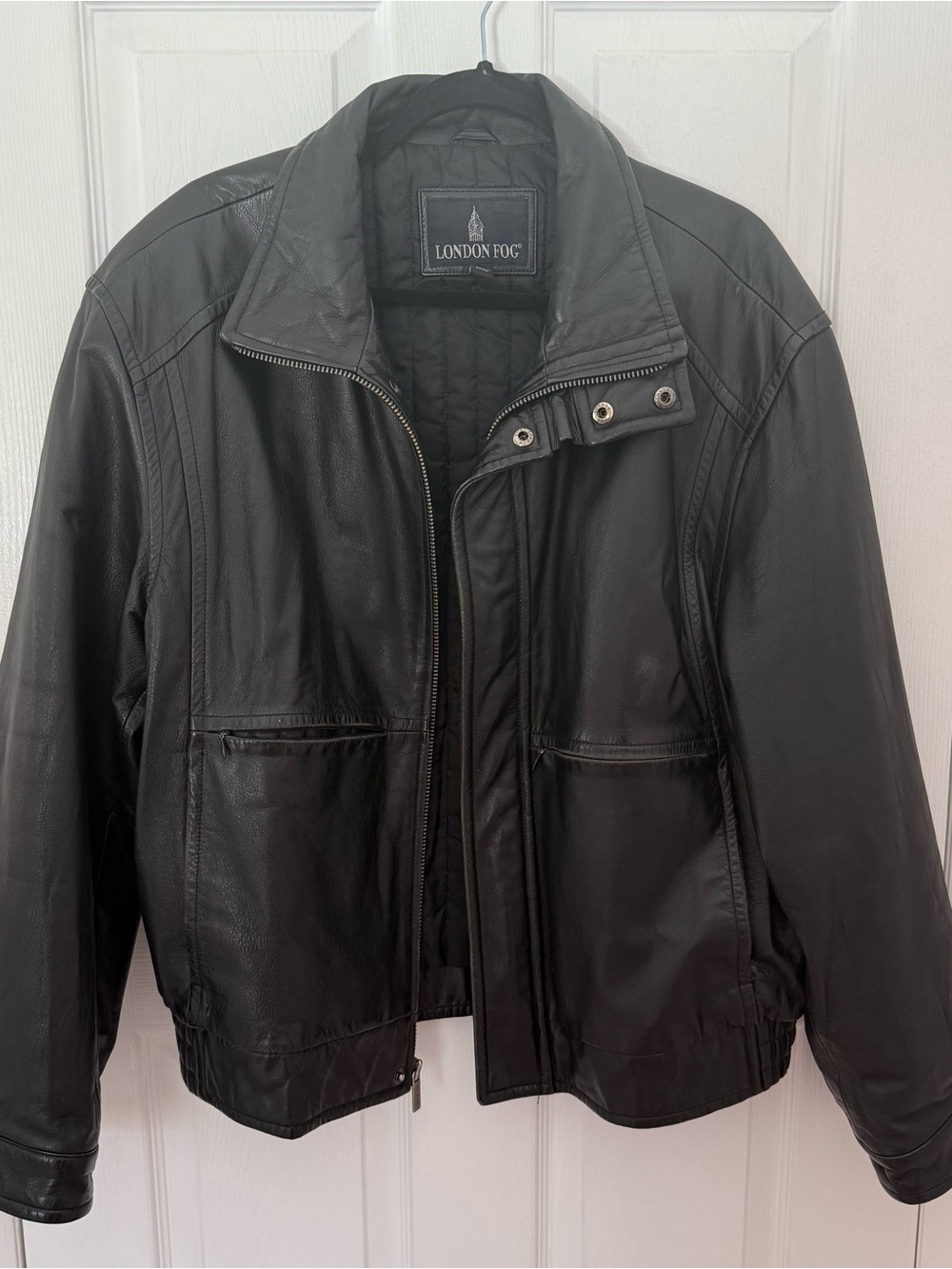 London Fog Vintage Black Leather Jacket Size Large